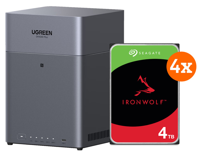 UGREEN NASync DH4300 Plus + Seagate Ironwolf 4 TB 4er-Pack Main Image