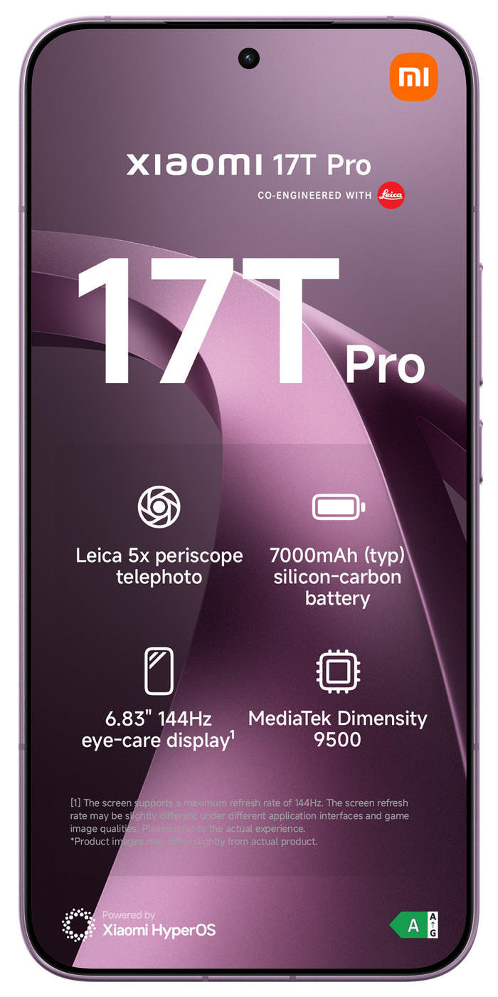 Xiaomi 17T Pro 256GB Lila 5G vorne