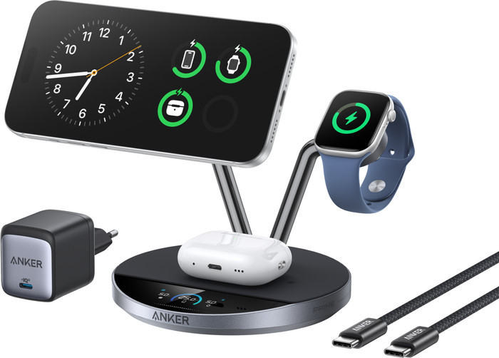 Anker Prime 3-in-1 MagGo and Qi2.2 Wireless Charger 25W Black product in use