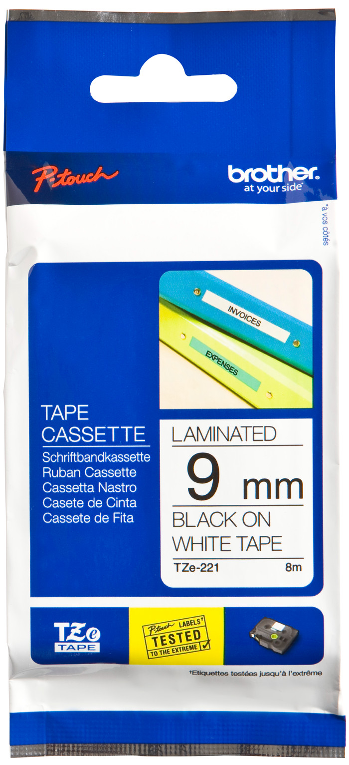 Brother TZe-221 Black on White (9mm x 8m) Main Image