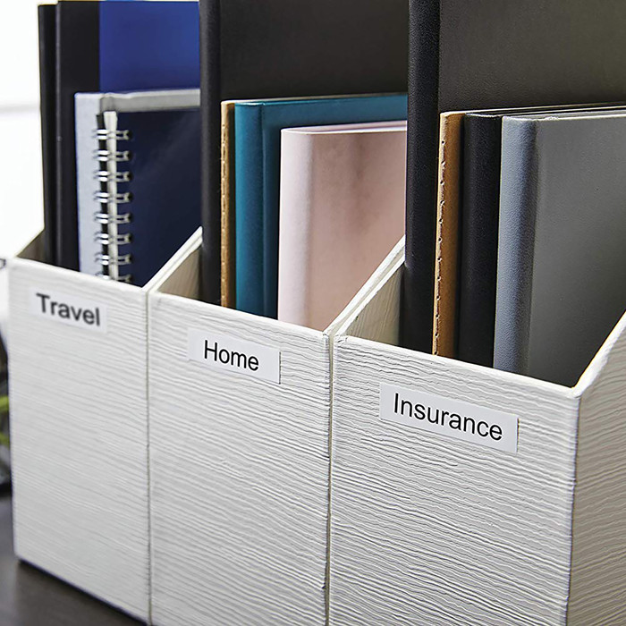 DYMO D1 12mm x 7m Black White Labels product in use