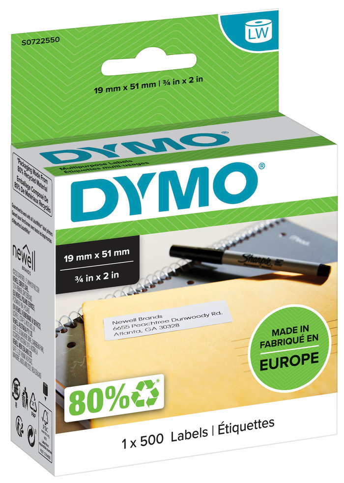DYMO Removable Label 19x51mm 500 Units Main Image