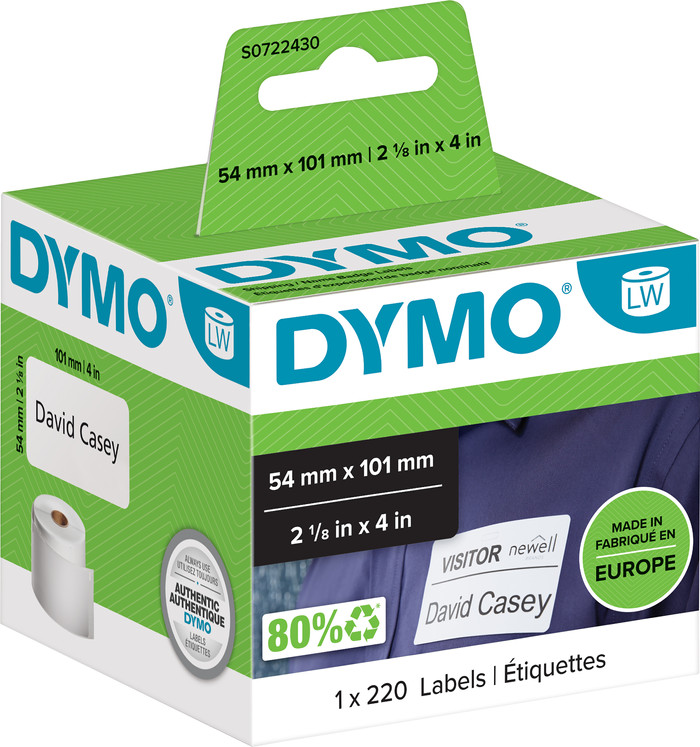 DYMO LabelWriter Large Labels 54x101mm 220 Units Main Image