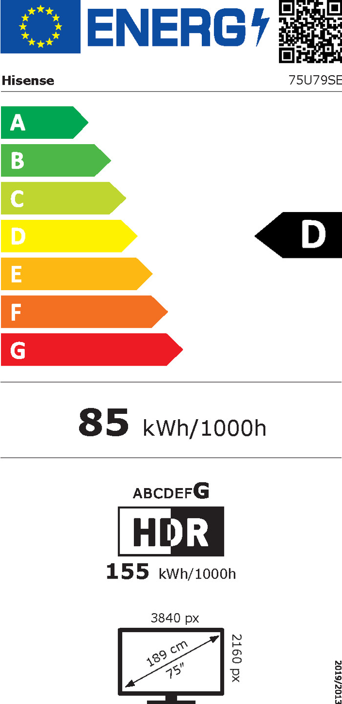 Hisense ULED 75 Zoll U79SE (2026) energielabel