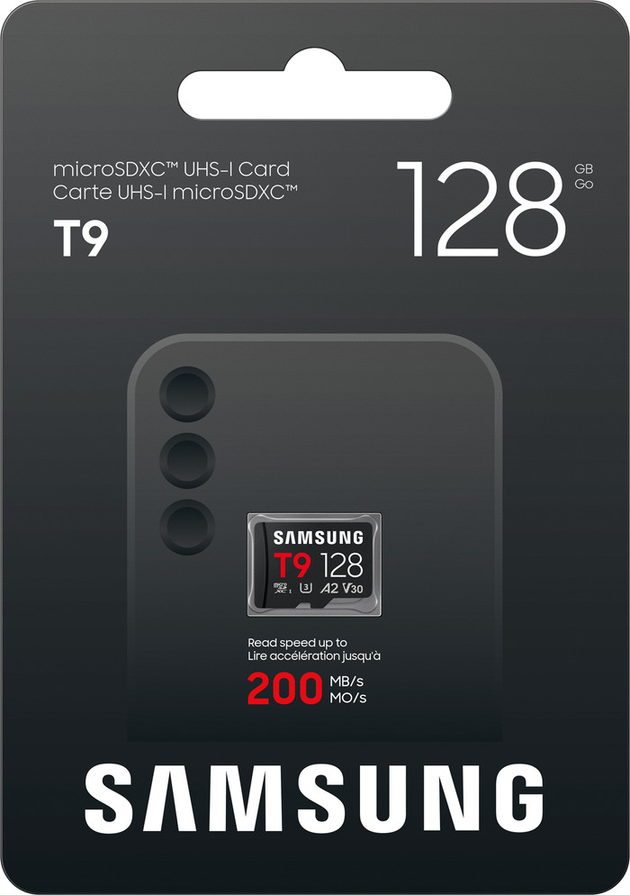 Samsung microSDXC T9 128GB 200 MB/s verpackung