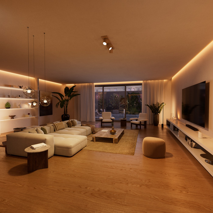 Philips Hue Kabelgebundenes Wandschaltermodul für Smart-Lampen Doppelpack produkt in gebrauch