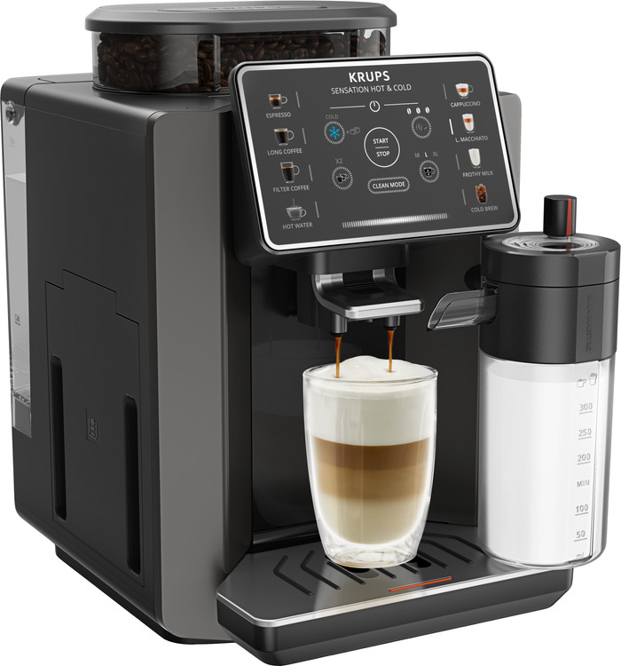Krups Sensation Hot & Cold Milk EA914H Schwarz linke seite