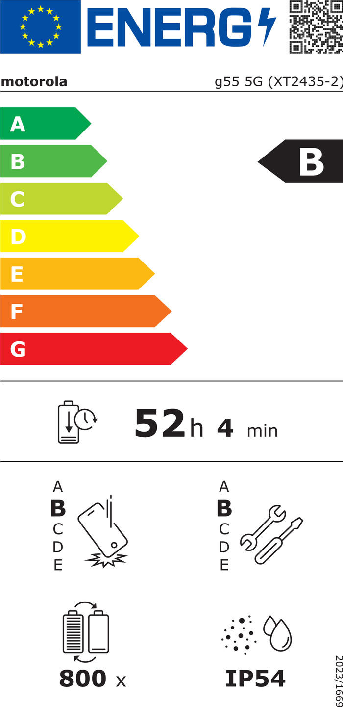 Motorola Moto G55 256GB Grün 5G energielabel