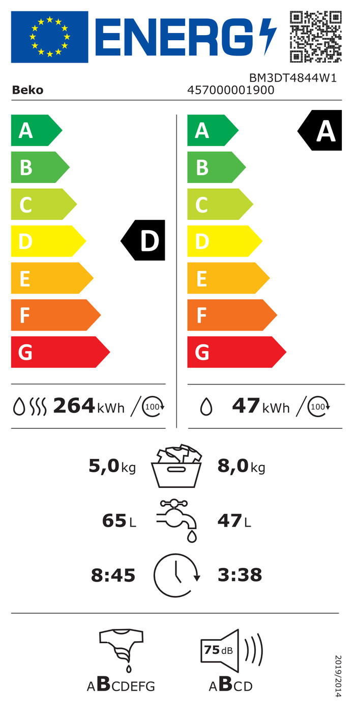 Beko BM3DT4844W1 energielabel