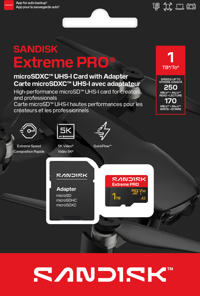 SANDISK Extreme PRO microSDXC 1TB 170MB/s packaging