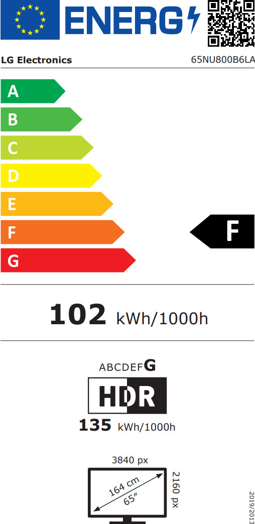 LG 65 Zoll Nano UHD 800 (2026) energielabel