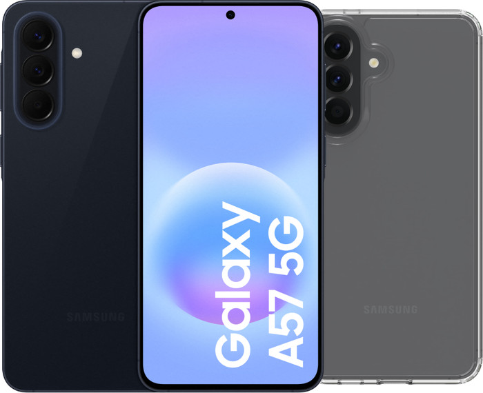 Samsung Galaxy A57 128GB Dunkelblau 5G + BlueBuilt Backcover Transparent Main Image