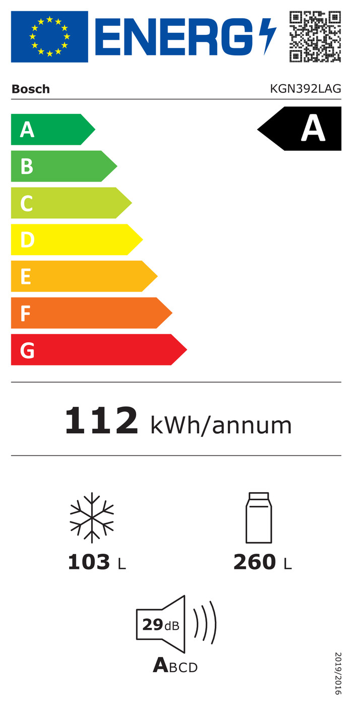 Bosch KGN392LAG energielabel