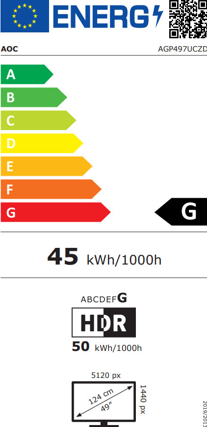 AOC AGON PRO AGP497UCZD QD-OLED Curved energielabel