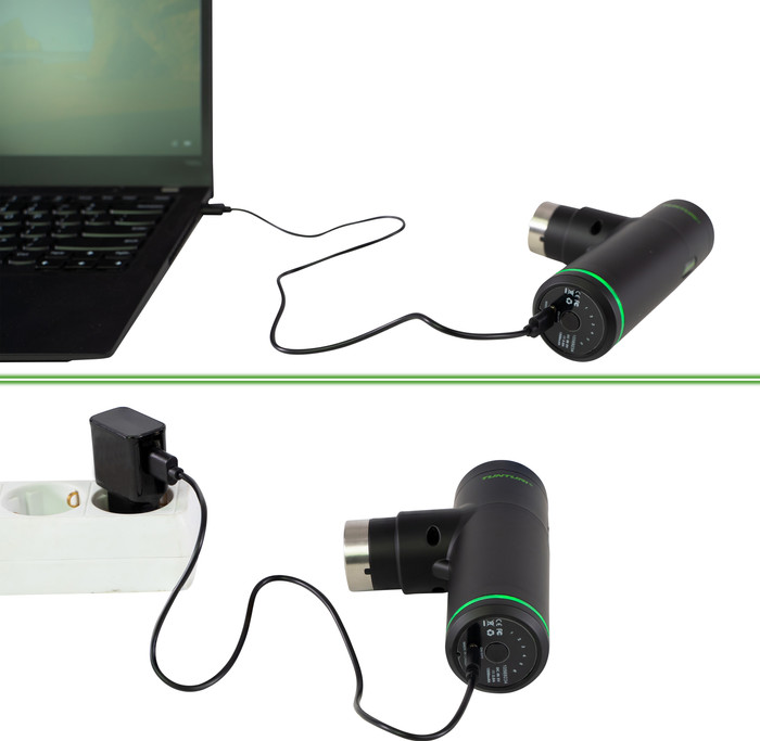 Tunturi Massage Gun Mini + Massage Head Warm and Cool product in use