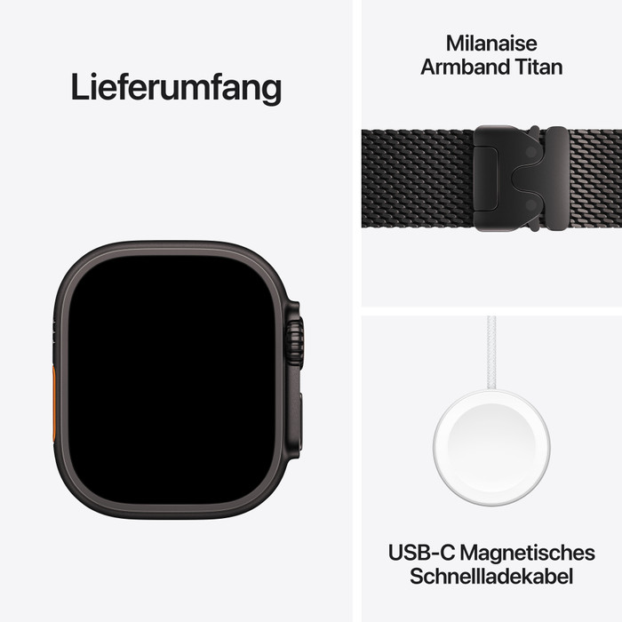 Apple Watch Ultra 4 Cellular 49 mm Schwarz Milanaise Armband S visueller lieferant