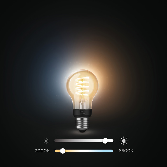 Philips Hue Filamentlampe White Ambiance Standard E27 produkt in gebrauch