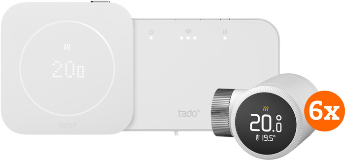 tado Kabelloses Smart-Thermostat X Multiroom Starterset 2. Generation (6 Thermostatköpfe) Main Image