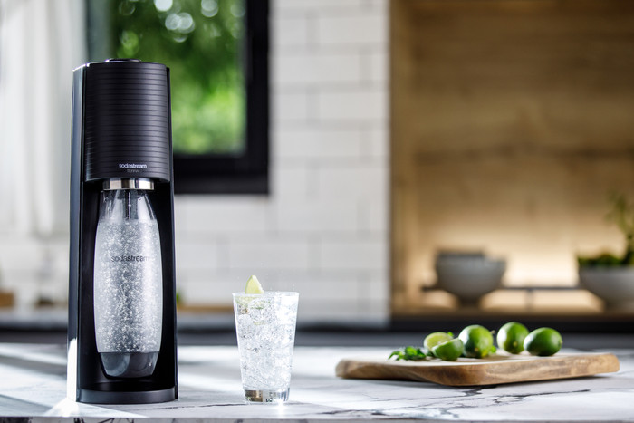 SodaStream TERRA Black + Plastic Bottles 1L 2-pack product in use