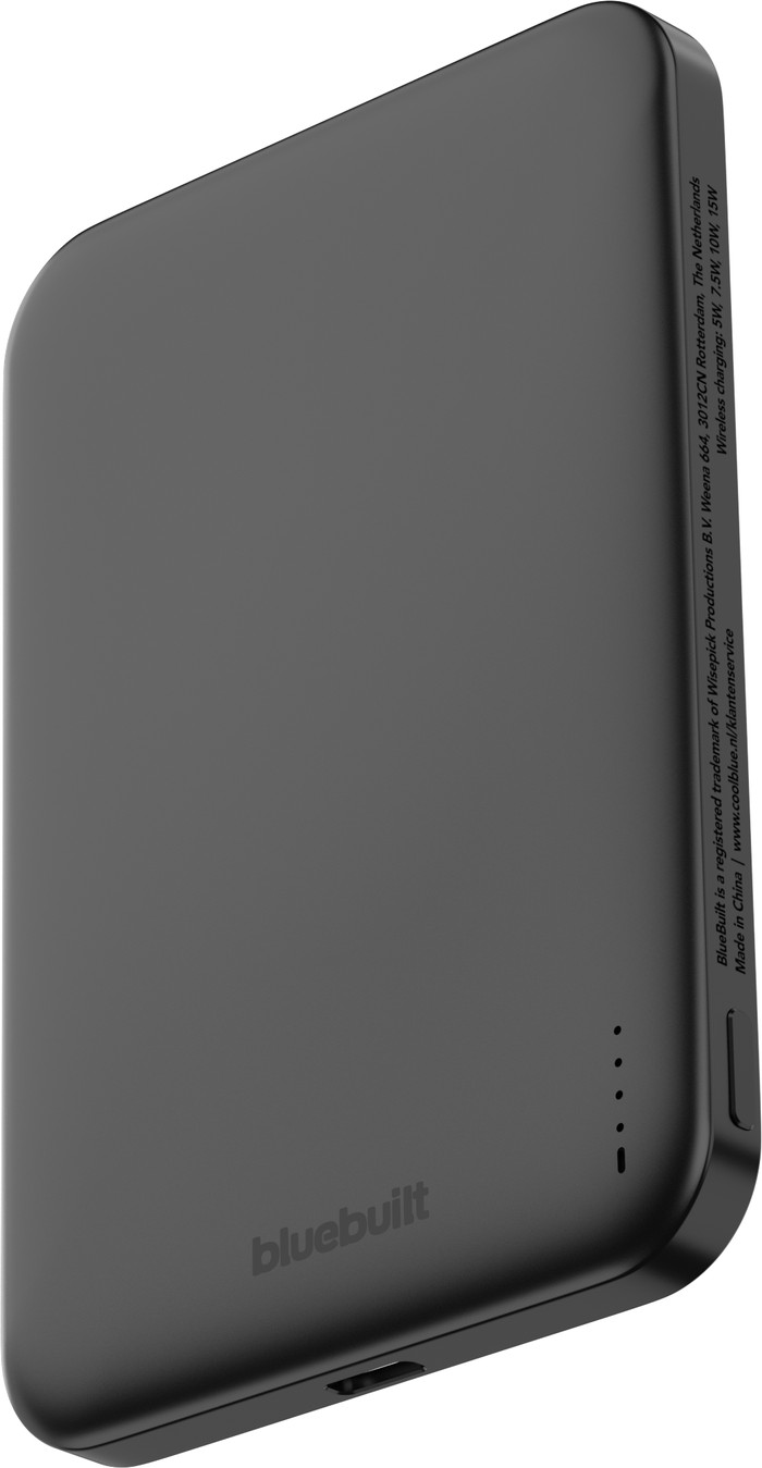 BlueBuilt Wireless Powerbank mit Qi2 und MagSafe 5.000 mAh mit Schnellladen 20 Watt Grau linke seite