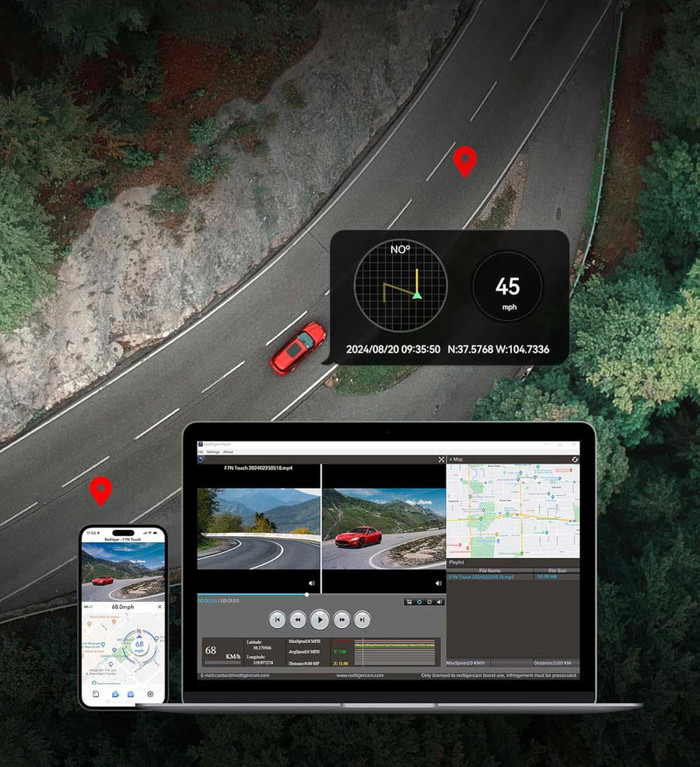 Redtiger F7NT 4K Touchscreen WiFi GPS 2CH 64GB product in use