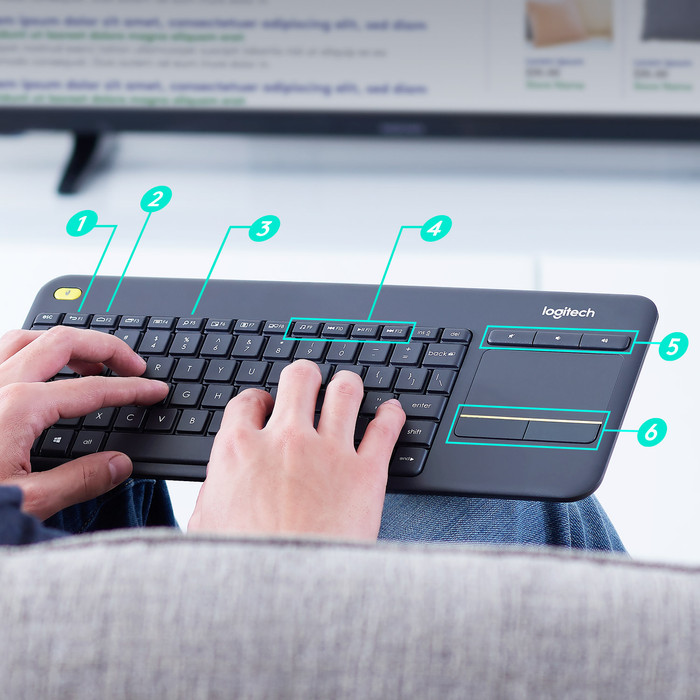 Logitech K400 Plus Wireless Touch Schwarz QWERTZ visueller lieferant