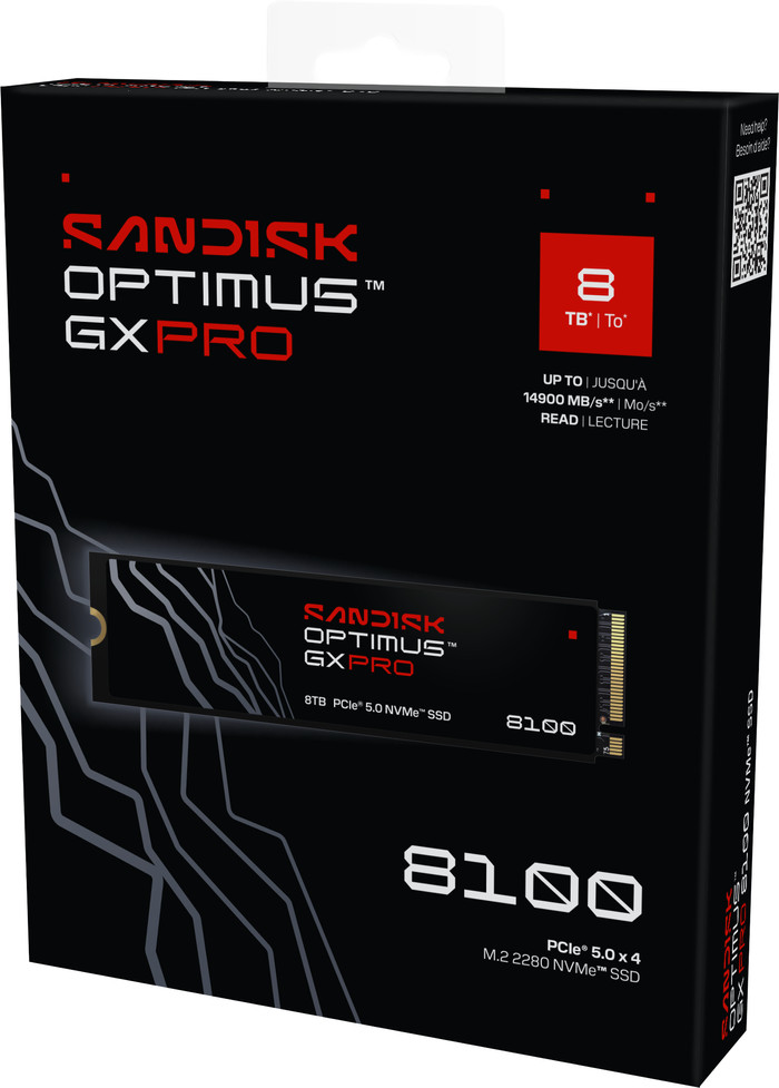 SANDISK Optimus GX PRO 8100 8TB Heatsink PCIe 5.0 NVMe SSD packaging