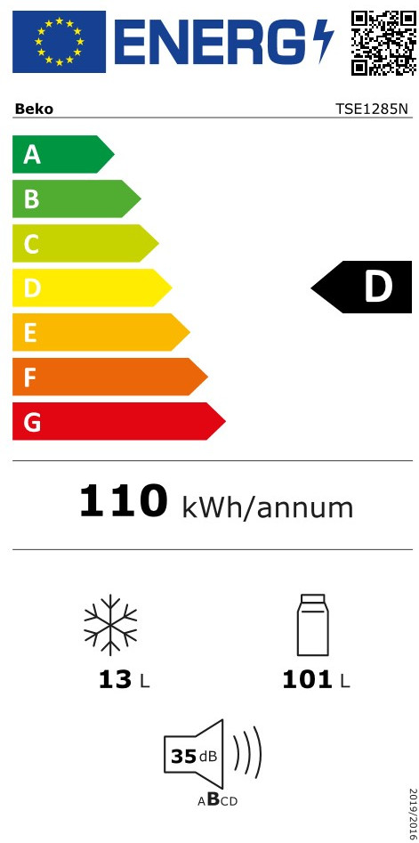 Beko TSE1285N + Beko FNE1074N energy label