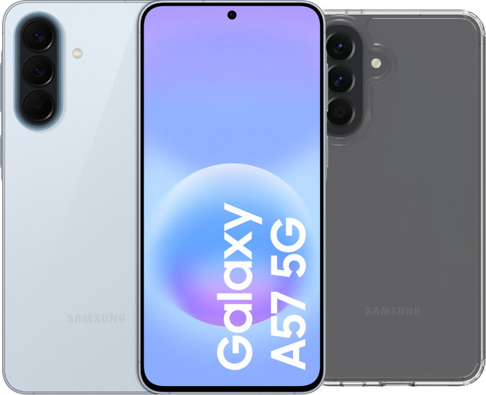 Samsung Galaxy A57 128GB Hellblau 5G + BlueBuilt Backcover Transparent Main Image