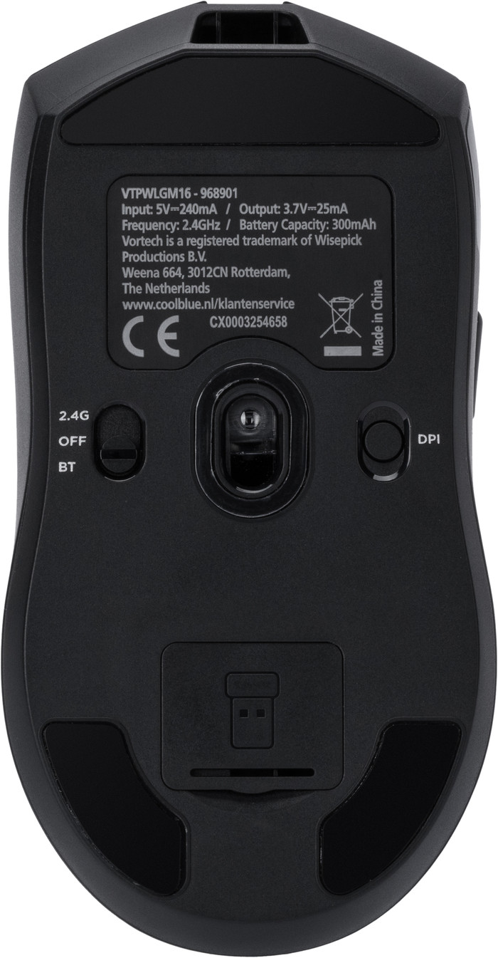 Vortech Pro Kabellose Gaming-Maus Schwarz unten