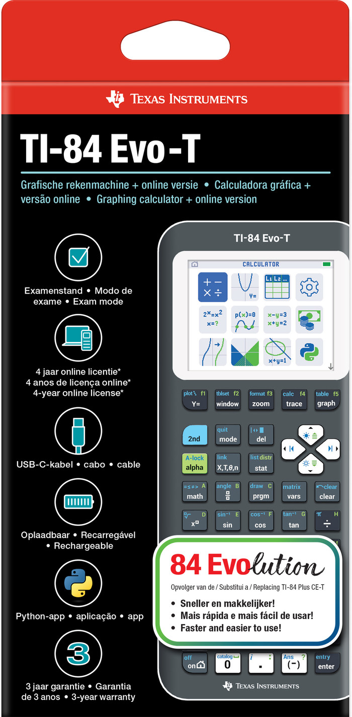 Texas Instruments TI-84 Evo-T Grafikfähiger Taschenrechner verpackung