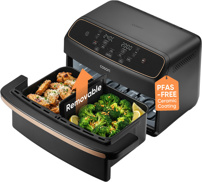 Cosori Dual Blaze Twinfry Compact produkt in gebrauch