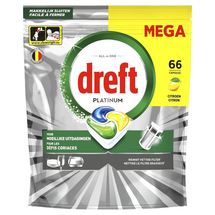 Dreft Dishwasher Tabs Platinum All In One Original - 66 units Main Image