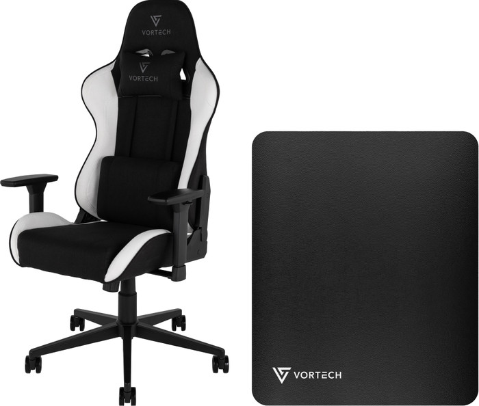 Vortech Essential Gaming Chair White + Vortech Floor Mat Black Main Image