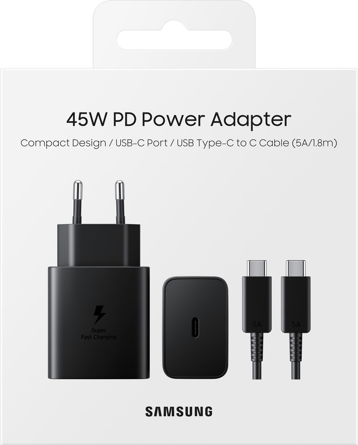 Samsung Super Fast Charging Ladegerät 45W + USB-C-Kabel 1,8 m Schwarz Kunststoff null