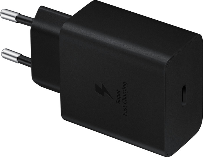 Samsung Super Fast Charging Ladegerät 45W + USB-C-Kabel 1,8 m Schwarz Kunststoff vorne