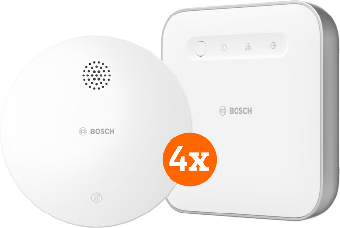 Bosch Kabelloser Rauchmelder 4er-Pack + Bosch Smart Home Controller Main Image
