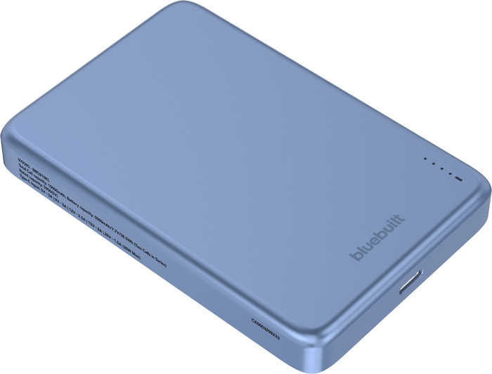 BlueBuilt Wireless Powerbank mit Qi2.2 und MagSafe 10.000 mAh mit Schnellladen 25 Watt Blau oberseite