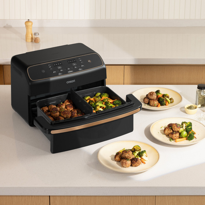 Cosori Dual Blaze Twinfry Compact produkt in gebrauch