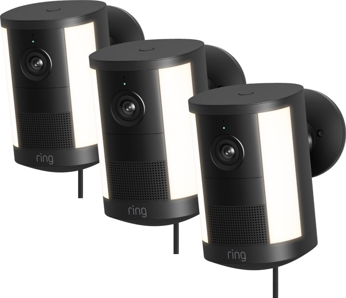Ring Spotlight Camera 2. Generation Stecker Schwarz 3er-Pack Main Image