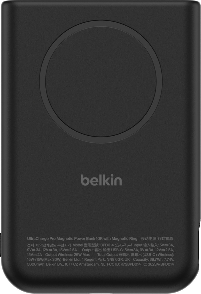 Belkin UltraCharge Pro Wireless Powerbank mit MagSafe 10.000 mAh mit Schnellladen Schwarz oberseite