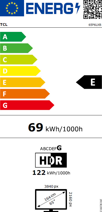 TCL LED 65 inches P6L (2026) energy label