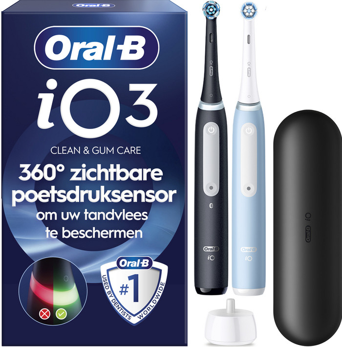 Oral-B iO 3 Schwarz und Blau Doppelpack verpackung