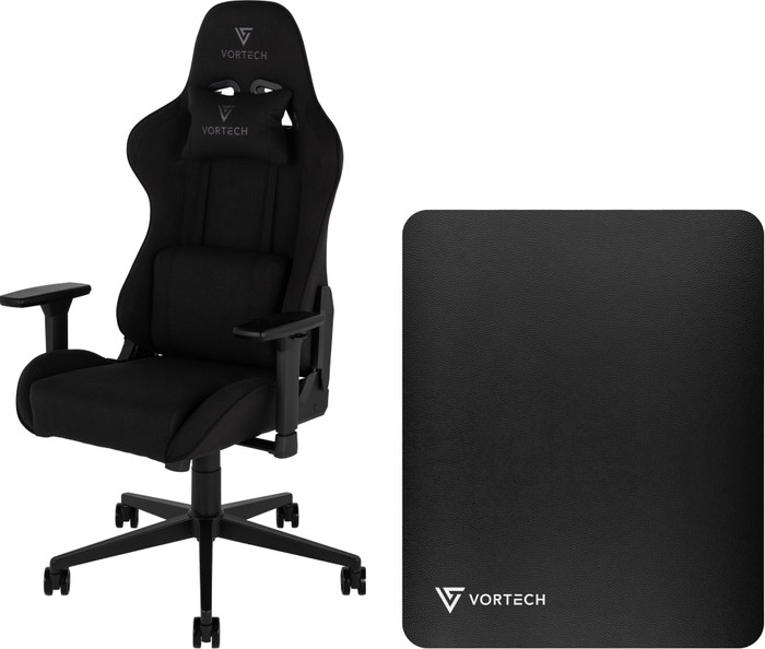 Vortech Essential Gaming Chair Black + Vortech Floor Mat Black Main Image