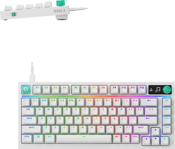 Logitech G316 X 75 Gaming-Tastatur Weiß Qwertz oberseite