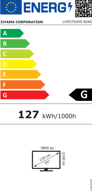 iiyama ProLite LH5575UHS-B2AG energy label