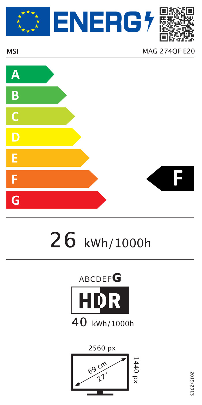 MSI MAG 274QFDE E20 energielabel