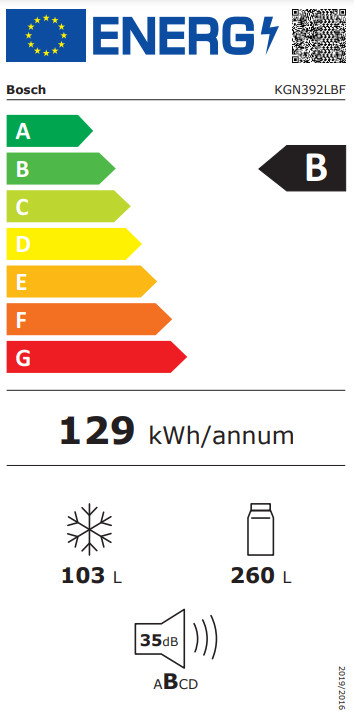 Bosch KGN392LBF energielabel