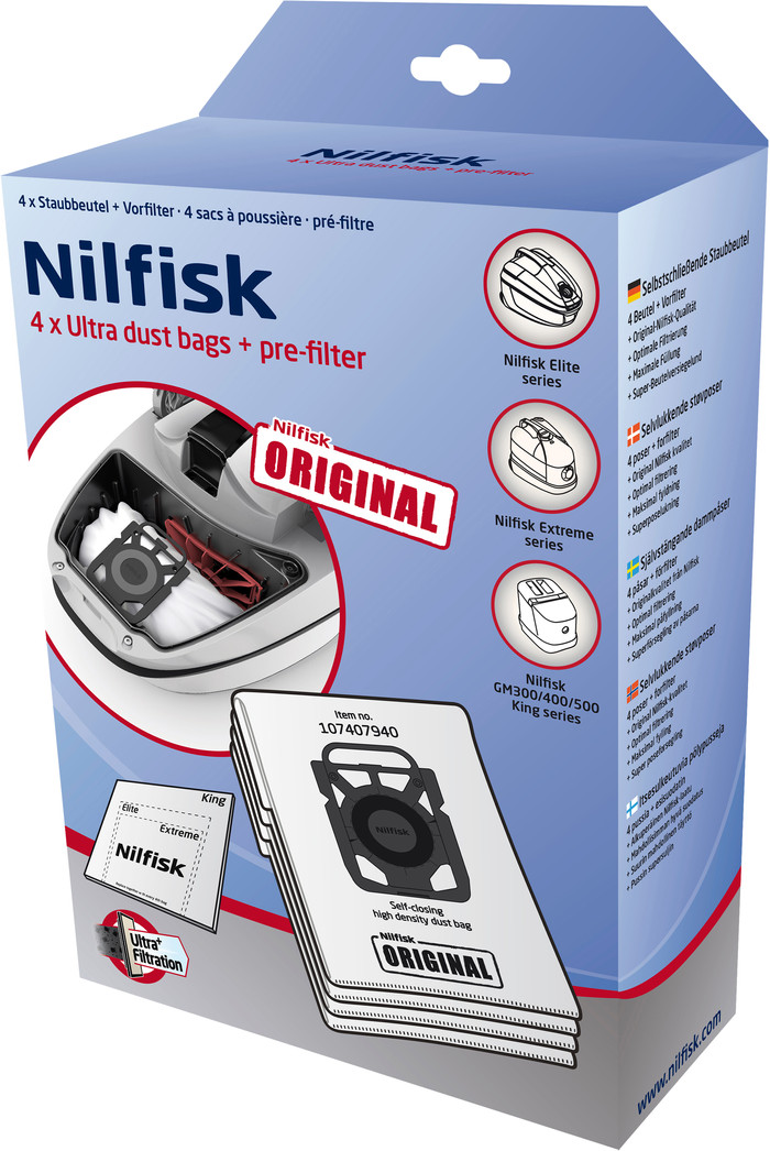 Nilfisk Elite Staubbeutel (4 Stück) verpackung