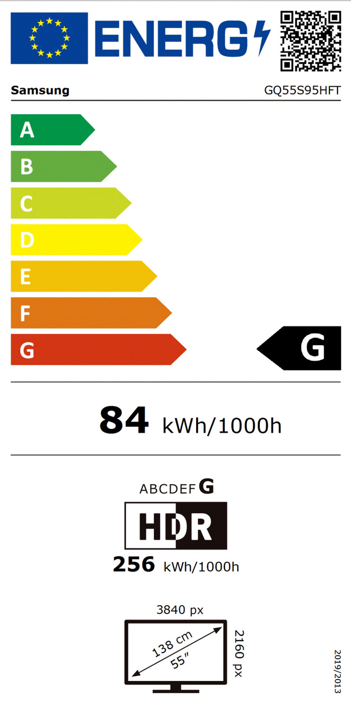 Samsung 55 Zoll OLED S95H 4K (2026) energielabel